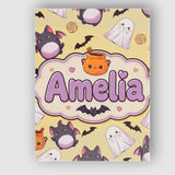 Personalised Name Kawaii Halloween Ghost Custom  Unique Gift Idea Elegant Feature Canvas Wall Art Print Decor Picture Ready to Hang