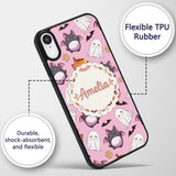Cute Kawaii Halloween Ghost Bat Candy Pumpkin Custom Name Protective Phone Case Mobile Cover Durable Everyday Smartphone Shock Resistant