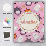 Personalised Name Cute Kawaii Halloween Custom  Modern Room Accent Elegant Feature Canvas Wall Art Print Decor Picture Ready to Hang