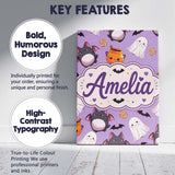 Personalised Name Kawaii Halloween Ghost Custom  Unique Gift Idea Elegant Feature Canvas Wall Art Print Decor Picture Ready to Hang