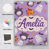 Personalised Name Kawaii Halloween Ghost Custom  Unique Gift Idea Elegant Feature Canvas Wall Art Print Decor Picture Ready to Hang