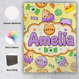 Personalised Name Cute Halloween Donut Custom  Modern Room Accent Elegant Feature Canvas Wall Art Print Decor Picture Ready to Hang