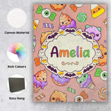 Personalised Name Cute Halloween Donuts Custom  Modern Room Accent Elegant Feature Canvas Wall Art Print Decor Picture Ready to Hang