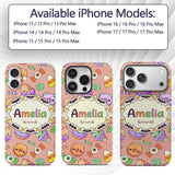 Cute Halloween Donuts Candy Eyeball Ice Cream Custom Name Protective Phone Case Mobile Cover Durable Everyday Smartphone Shock Resistant