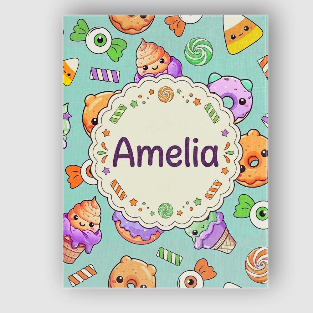 Personalised Name Cute Halloween Donuts Custom  Modern Room Accent Elegant Feature Canvas Wall Art Print Decor Picture Ready to Hang