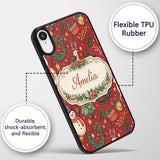 Winter Holiday Snowman Reindeer Wreath Seamless Custom Name Protective Phone Case Mobile Cover Durable Everyday Smartphone Shock Resistant