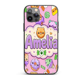 Halloween Donuts Candy Eyeball Ice Cream Seamless Custom Name Protective Phone Case Mobile Cover Durable Everyday Smartphone Shock Resistant