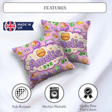 Custom Name Halloween Donuts Candy Eyeball Ice Seamless Lavender Square Filled Cushion Throw Pillow Sofa Bed Home Decor Zip Washable UK Made