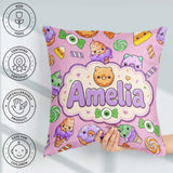 Custom Name Halloween Donuts Candy Eyeball Ice Seamless Lavender Square Filled Cushion Throw Pillow Sofa Bed Home Decor Zip Washable UK Made