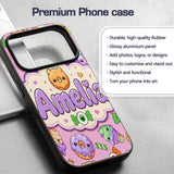 Halloween Donuts Candy Eyeball Ice Cream Seamless Custom Name Protective Phone Case Mobile Cover Durable Everyday Smartphone Shock Resistant