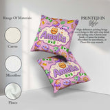 Custom Name Halloween Donuts Candy Eyeball Ice Seamless Lavender Square Filled Cushion Throw Pillow Sofa Bed Home Decor Zip Washable UK Made