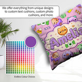 Custom Name Halloween Donuts Candy Eyeball Ice Seamless Lavender Square Filled Cushion Throw Pillow Sofa Bed Home Decor Zip Washable UK Made