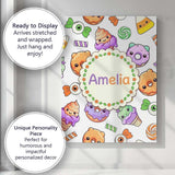 Personalised Name Halloween Donut Candy Custom  Modern Room Accent Elegant Feature Canvas Wall Art Print Decor Picture Ready to Hang