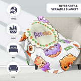 Halloween Donut Candy Eyeball Ice Cream Seamless Pattern Light Grey  Personalised Custom Name Super Soft Fleece Blanket Bed Sofa Throw