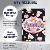 Personalised Name Kawaii Halloween Bunny Custom  Unique Gift Idea Elegant Feature Canvas Wall Art Print Decor Picture Ready to Hang