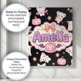 Personalised Name Kawaii Halloween Bunny Custom  Unique Gift Idea Elegant Feature Canvas Wall Art Print Decor Picture Ready to Hang