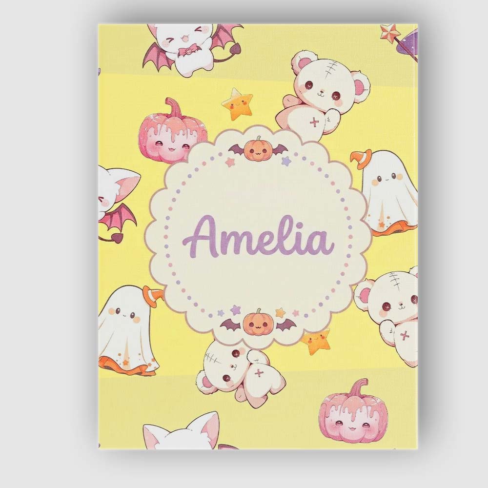 Personalised Name Kawaii Halloween Bunny Custom  Unique Gift Idea Elegant Feature Canvas Wall Art Print Decor Picture Ready to Hang
