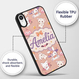 Cute Kawaii Halloween Bunny Witch Ghost Seamless Custom Name Protective Phone Case Mobile Cover Durable Everyday Smartphone Shock Resistant