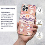 Cute Kawaii Halloween Bunny Witch Ghost Seamless Custom Name Protective Phone Case Mobile Cover Durable Everyday Smartphone Shock Resistant