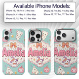 Kawaii Halloween Bunny Witch Ghost Printed Design Custom Name Protective Phone Case Mobile Cover Durable Everyday Smartphone Shock Resistant