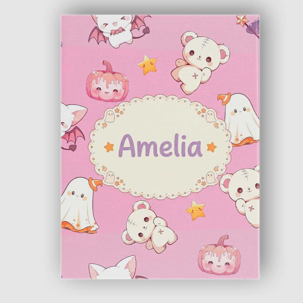 Personalised Name Cute Halloween Bunny Custom  Modern Room Accent Elegant Feature Canvas Wall Art Print Decor Picture Ready to Hang