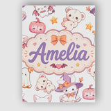 Personalised Name Cute Halloween Bunny Custom  Modern Room Accent Elegant Feature Canvas Wall Art Print Decor Picture Ready to Hang