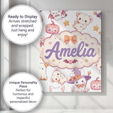 Personalised Name Cute Halloween Bunny Custom  Modern Room Accent Elegant Feature Canvas Wall Art Print Decor Picture Ready to Hang