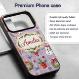 Christmas Plaid Snowman Reindeer Festive Seamless Custom Name Protective Phone Case Mobile Cover Durable Everyday Smartphone Shock Resistant