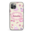 Cute Pink Halloween Bunny Candy Ghost Pumpkin Custom Name Protective Phone Case Mobile Cover Durable Everyday Smartphone Shock Resistant