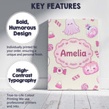 Personalised Name Cute Pink Halloween Bunny Custom  Bespoke Interior Contemporary Canvas Wall Art Print Decor Picture Ready to Hang