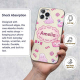Cute Pink Halloween Bunny Candy Ghost Pumpkin Custom Name Protective Phone Case Mobile Cover Durable Everyday Smartphone Shock Resistant
