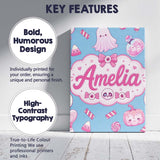 Personalised Name Cute Halloween Bunny Custom  Modern Room Accent Elegant Feature Canvas Wall Art Print Decor Picture Ready to Hang