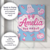 Personalised Name Cute Halloween Bunny Custom  Modern Room Accent Elegant Feature Canvas Wall Art Print Decor Picture Ready to Hang