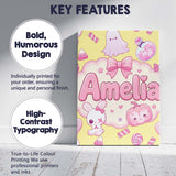 Personalised Name Cute Halloween Bunny Custom  Modern Room Accent Elegant Feature Canvas Wall Art Print Decor Picture Ready to Hang