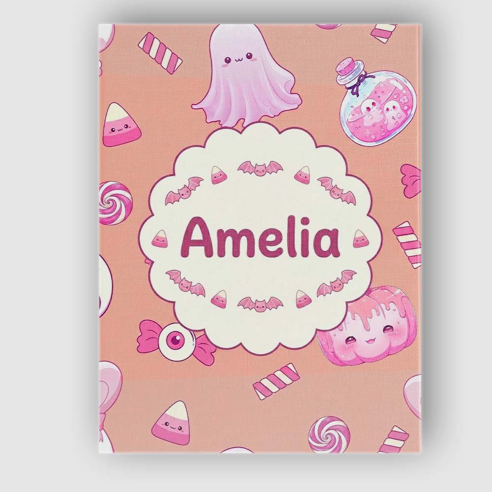 Personalised Name Cute Halloween Bunny Custom  Modern Room Accent Elegant Feature Canvas Wall Art Print Decor Picture Ready to Hang