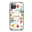 Cute Christmas Snowman Holly Reindeer Seamless Custom Name Protective Phone Case Mobile Cover Durable Everyday Smartphone Shock Resistant