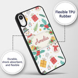 Cute Christmas Snowman Holly Reindeer Seamless Custom Name Protective Phone Case Mobile Cover Durable Everyday Smartphone Shock Resistant