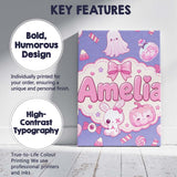 Personalised Name Cute Halloween Bunny Custom  Modern Room Accent Elegant Feature Canvas Wall Art Print Decor Picture Ready to Hang