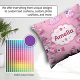 Custom Name Halloween Bunny Ghost Candy Pumpkin Seamless Pattern Square Filled Cushion Throw Pillow Sofa Bed Home Decor Zip Washable UK Made