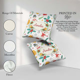 Custom Name Christmas Snowman Holly Reindeer Seamless Pattern Square Filled Cushion Throw Pillow Sofa Bed Home Decor Zip Washable UK Made