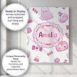 Personalised Name Cute Kawaii Halloween Custom  Modern Room Accent Elegant Feature Canvas Wall Art Print Decor Picture Ready to Hang
