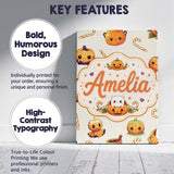 Personalised Name Cute Kawaii Halloween Custom  Modern Room Accent Elegant Feature Canvas Wall Art Print Decor Picture Ready to Hang