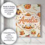 Personalised Name Cute Kawaii Halloween Custom  Modern Room Accent Elegant Feature Canvas Wall Art Print Decor Picture Ready to Hang