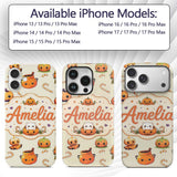 Cute Kawaii Halloween Pumpkin Candy Scarecrow Custom Name Protective Phone Case Mobile Cover Durable Everyday Smartphone Shock Resistant