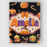 Personalised Name Cute Kawaii Halloween Custom  Modern Room Accent Elegant Feature Canvas Wall Art Print Decor Picture Ready to Hang