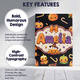 Personalised Name Cute Kawaii Halloween Custom  Modern Room Accent Elegant Feature Canvas Wall Art Print Decor Picture Ready to Hang