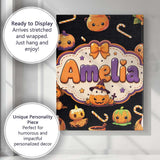 Personalised Name Cute Kawaii Halloween Custom  Modern Room Accent Elegant Feature Canvas Wall Art Print Decor Picture Ready to Hang