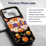 Cute Kawaii Halloween Pumpkin Candy Scarecrow Custom Name Protective Phone Case Mobile Cover Durable Everyday Smartphone Shock Resistant