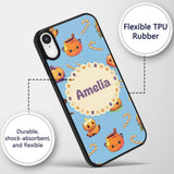Cute Kawaii Halloween Pumpkin Candy Scarecrow Custom Name Protective Phone Case Mobile Cover Durable Everyday Smartphone Shock Resistant