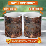 Personalized Custom Name Corroded Metal Rust Texture Seamless Pattern Grunge Background 11oz Ceramic Coffee Tea Mug White Large Handle
